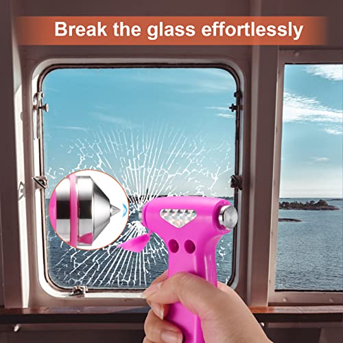 THINKWORK Window Breaker - Pink-Blue Car Safety Hammer Gift for Lady and Men, Three-in-One Emergency Escape Tool with Seat Belt Cutter, Safety Emergency Car Escape Tool for Family, Women, Children - color: Pink&blue