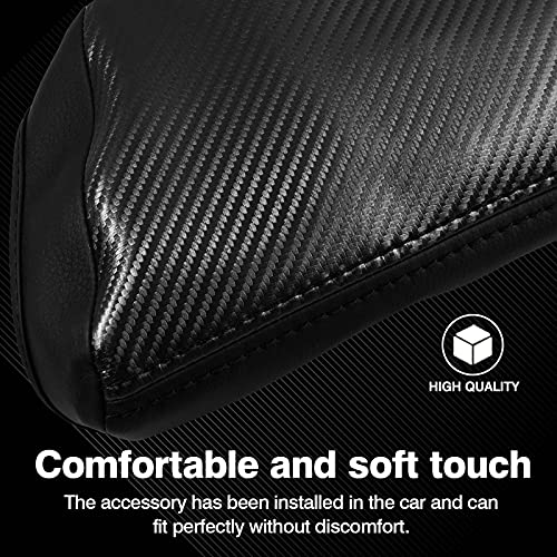Autorder Center Console Cover for Hyundai Elantra 2021-2025 2026 Accessories Carbon Fiber Armrest Cover Anti-Scratch Leather Armrest Protector (Automatic Brake Only, Not for Handbrake) - size: Hyundai Elantra 2021-2026