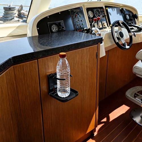 Folding Boat Cup Holder,304 Stainless Steel Cup Holder Adjustable with Shockproof & Silent Design,Universal for Car/Boat/RV/Yacht/Truck - color: 1 Pack (Black)