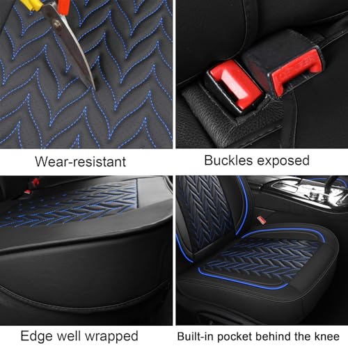 MIROZO Seat Covers,Universal Car Seat Covers Full Set Vehicle Seat Covers Automotive Seat Covers for Most Sedan, Truck and SUV (Full Set, Black and Blue) - color: Black And Blue, size: 5PCS Full Set