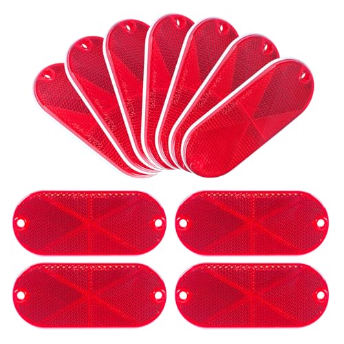 10 Pack 4.5 Inch Red Screw on Reflectors, DOT SAE Approval Road Safety Fence Gate Posts Rear Reflectors for Mailboxes Driveway Trailer Caravan Tunnels Truck Tractor Boat Lorry Motorcycle