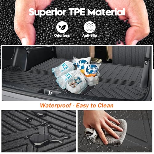 KUST Trunk Cargo Mat for Kia Sorento 2021-2025 2026 (6 Seats), TPE Rubber Rear Cargo Liner with 2nd Row Backrest Mat for Sorento Accessories All Weather Protection Cover 3PCS - style: Sorento 2021-2026 │ Trunk + Backrest Mat