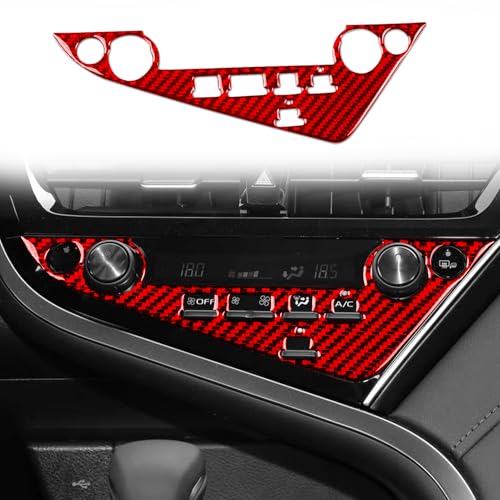 Carbon Fiber Compatible with Toyota Camry 2018 2019 2020 2021 2022 2023 2024 Accessories Car Dashboard A/C Control Knob Trim Panel Interior Sticker Red -A - color: Ac Control Buttons -a