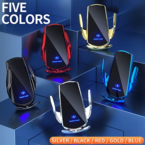 Wireless Car Charger Automotive Electric Induction 15W Wireless Charger Car Vent Mount Bracket Fast Charging Auto-Clamping Car Phone Holder Mount Air Vent Phone Holder (Blue) - color: Blue