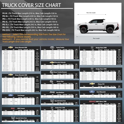 Waterproof Car Cover All-Weather, Heavy-Duty Outdoor Full Exterior Automobiles Snow Cover for Truck 243-250 inch with Sun Visor,Zippered & Storage Bag - Black - size: Fit Truck Length 243-250 inch(PK-XXL)