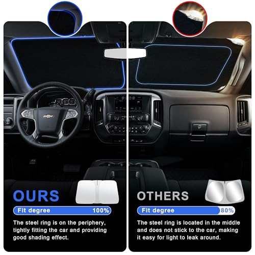2026 Upgrade Front Windshield Sunshade fit for Chevrolet Silverado 2014-2019 Reflector Foldable Car Shade Automotive Windshield Sunshades for Chevrolet Silverado Windshield Sun Shade - size: Fit for Chevrolet Silverado 2014-2019