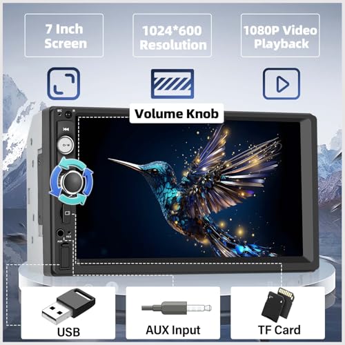 Double Din A-pple CarPlay Car Stereo with Carplay Android Auto,Bluetooth,7" HD Touchscreen 2 Din Car Radio Car Multimedia MP5 Player AUX/USB/TF Card Input Mirror Link,FM,SWC+12 LEDs-Backup Cam Mic USB - style: Model 1