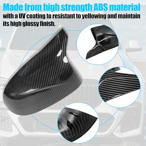 Jaronx Compatible with BMW Mirror Cover X3 G01 2019-2024,X4 G02/X5 G05/X7 G07 2019-2024,X6 G06 2020-2024, Clip-on M Style Horn Mirror Caps for BMW, Left Driver & Right Passenger (Carbon Fiber Pattern) - size: Mirror Cover Carbon Fiber Pattern