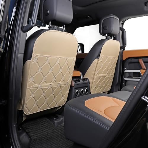 TAIKOO Seat Back Protector + Large Capacity Pocket Storage Organizer,Preventing The Impact of Children Stepping on The Seat Backrest (Style B-Beige) - color: Style B-Beige