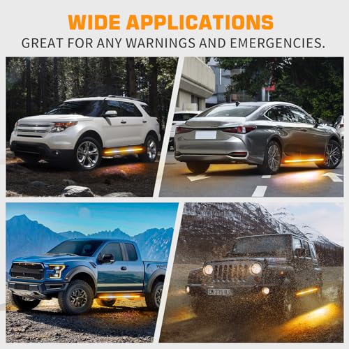 XRIDONSEN 2PCS 60 inch Emergency Truck Strobe Lights Strip 720 LED Running Board Lights Amber White Flashing Warning Hazard Safety Side Step Lights for Trucks Construction Vehicles Pickup SUV Jeep - color: Amber/White