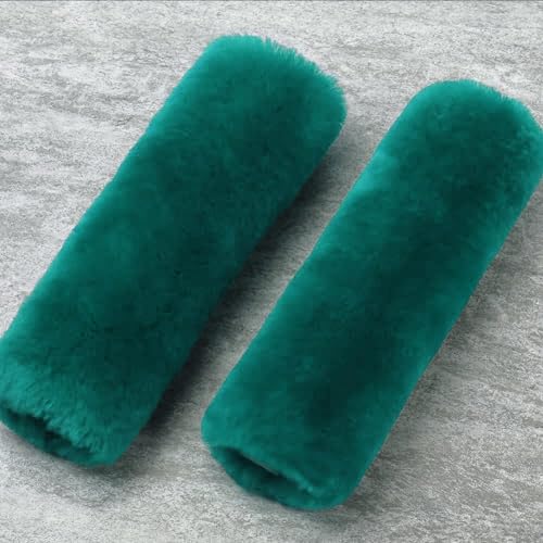 U&M 2 Pack Genuine Sheepskin Auto Seat Belt Cover for Adult Youth Kid Toddlers -Soft Warm Car, Truck, SUV, Camera Backpack Strap Shoulder Pad Wool Fluffy (Alpine Green) - color: Alpine Green