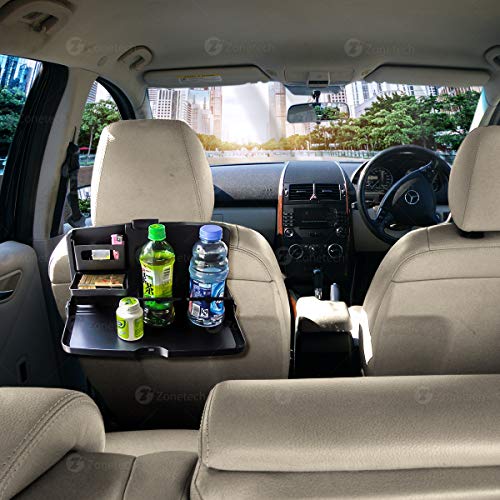 ZONETECH Multi-Functional Portable Foldable Car Backseat Tray Desk - Black Vehicle Table for Food, Meal, Snack, Laptop - Stay Organized When on The Go (1-Pack) - color: 1-Pack