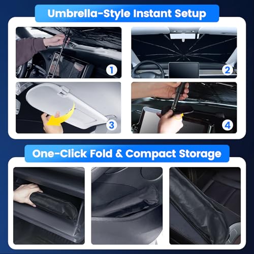 Windshield Sun Shade Umbrella Custom Fit for GMC Acadia 2017-2025 Foldable UV Protection Car Cover, Emergency Rain Shield & Dashboard Protector - Durable Auto Accessory - size: For GMC Acadia 2017+