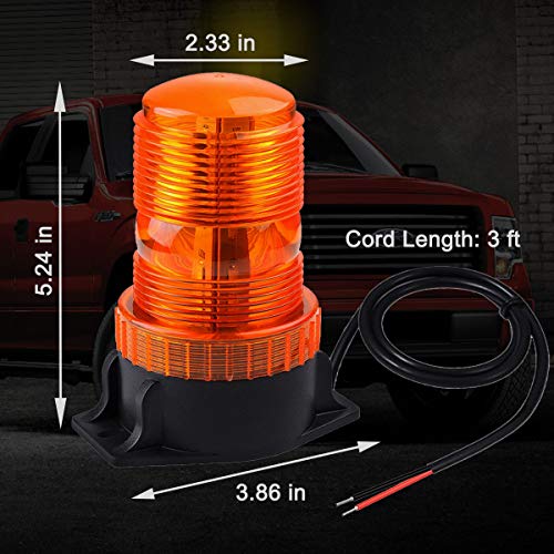 WOWTOU Magnetic Amber Led Strobe Lights for Forklift Golf Carts UTV Cars Trucks Tractor, 12V 24V Safety Warning Roof Top Flasher Emergency Flashing Beacon - color: Amber