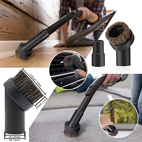 11PCS Universal Vacuum Attachment Kit Wet Dry Plastic Vacuum Hose Adapter 1-1/4" Vacuum Cleaners Accessories with Horse Hair Brush Extension Wand Flexible Crevice Tool Adapter for Shop Vac Accessories