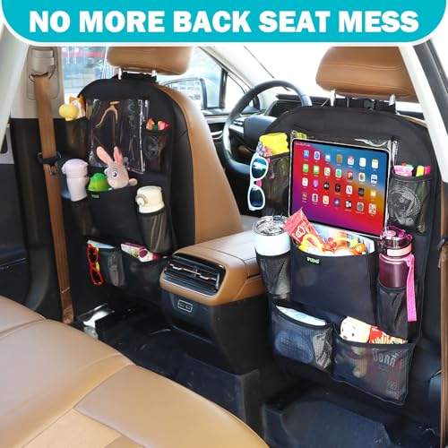 PIDO Car Seat Organizer for Backseat, Back Seat Organizer for Kids with Touch Screen Tablet Holder and 8 Pockets, Car Travel Accessories, Road Trip Essentials for Kids, 2 Pack