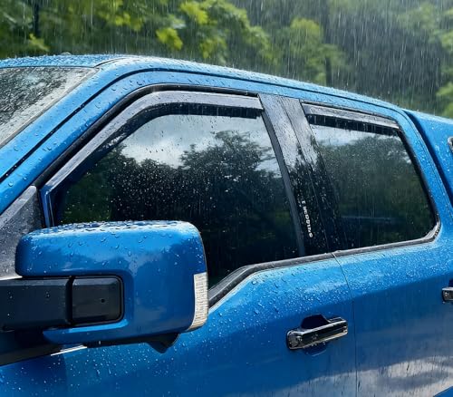 in-Channel Rain Guards for 2019-2026 Ram 1500 New Body Crew Cab(Excludes Classic Models), Window Deflectors Window Visors for 2025 Ram 1500 Accessories, 4 Full-Size Doors - size: 2019-2026 Ram 1500 New Body Crew Cab (Non-Classic)