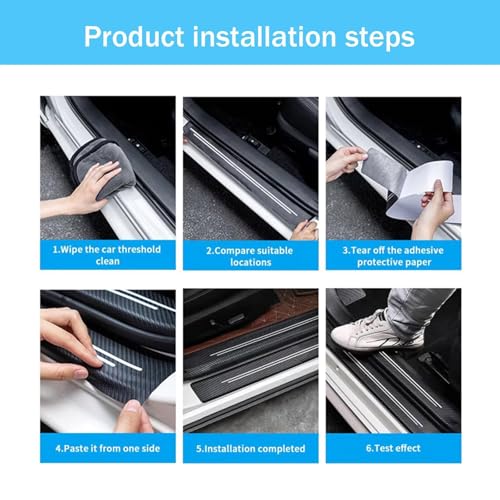Car Door Sill Protector,Sill Protector Compatible with Toyota Highlander 4Pcs Door Entry Guard Scuff Sill Protector Plate- Carbon Fiber Anti-Scratch Sticker