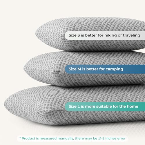 Travel Pillow Memory Foam Pillows, Camping Pillow-Compressible Medium Firm, Breathable Cover, Ideal Backpacking Hiking, Bed Pillows, Airplane and Car (Light Grey, M) - color: Light Grey, size: M-17.7*11.8in