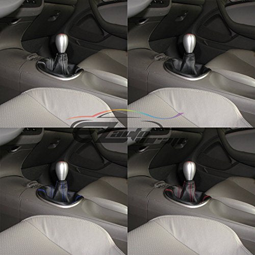 EZAUTO WRAP Universal Shift Knob Shifter Boot Cover Black with Blue Stitches PVC Leather MT at Sport PVC Leather - color: With Blue Stitches