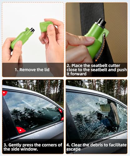 TICARVE 3 Pack Window Breaker Seatbelt Cutter 2-in-1 Emergency Escape Tool Glass Breaker Keychain Essential Car Safety Hammer for Vehicle Emergencies - color: Black