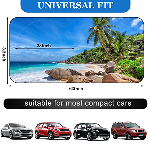 Windshield Sun Shade Foldable Car Front Window Covers for Car Accessories Sun Heat UV Rays Visor Protector Protection for Universal Cars SUV Truck(Beach) - style: Beach