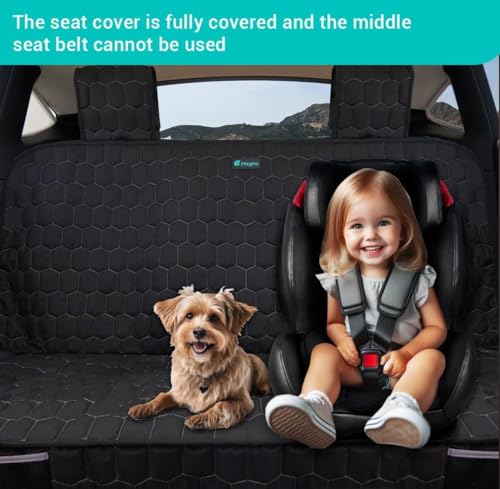Meginc Dog Seat Covers for Tesla Model Y Back Seat Cover for Kids, Heavy Duty Bench Seat Cover with Headrest for Model Y, Non Slip Waterproof Durable Custom Fit Back Seat Covers for 2020-2025 Model y - size: Bench Seat Cover for Model y