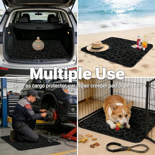 Universal Car Trunk Mat 29" x 39", Black Fashion Leopard All Weather Trunk Protection Cargo Liner, Durable Cargo Mat Rear Trunk Liner, Stylish Vehicle Interior Accessories Suitable for Most Car Models - color: Black Leopard