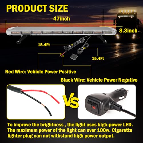 ASPL 46 inch 220 LED Rooftop Low Profile Strobe Light Bar Emergency Warning Beacon Car Hazard Flashing Construction Roof Lights Bars for Trucks Tow Automotive Construction Vehicle (Amber/White - color: Amber/White