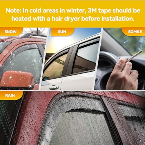 Window Visors for Chevrolet(Chevy) Express/GMC Savana 1996-2025, Rain Guards Shield Vent Shade Deflector Dark Smoke for GMC Topkick C4500 C5500 03-09/ Chevy Kodiak 03-09, Tape-On, 2PCS - style: For 1996-2025 | Chevy Express/ GMC Savana | Out-Channel