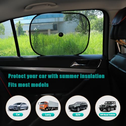 Dickno Car Windshield Sun Shade, 55.1"×27.5" Foldable Front Window Shade Protect Your Car from Sun Heat & Glare Best UV Ray, Auto Windscreen Sun Blocker Shield with 2 Side Window Shades