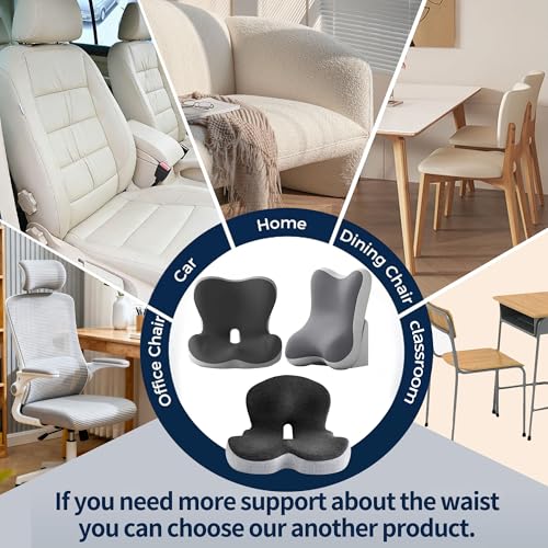 Onever Ergonomic Memory Foam Seat Cushion, Lumbar Support Non Slip for Truck Driver Long Driving Office Chair Back Tailbone Pain Relief Black - color: Black