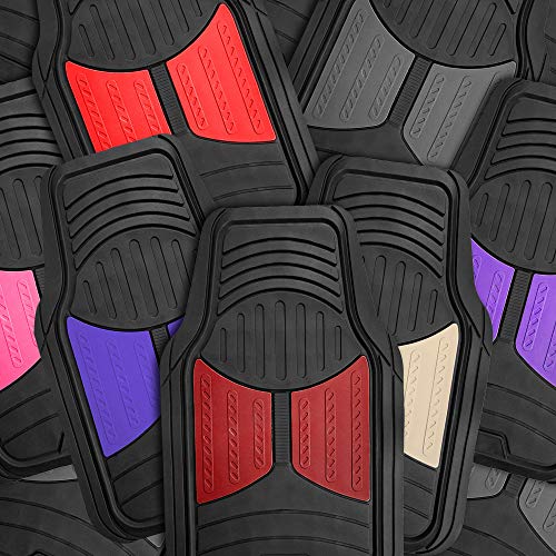 FH Group Monster Eye Full Set Rubber Floor Mats w. Trimmable Vinyl Trunk Liner/Cargo Mat Black- Fit Most Car, Truck, SUV, or Van (Pink/Black) F11313- F16403 - color: Pink /Black, style: Floor Mat + Cargo Mat Set