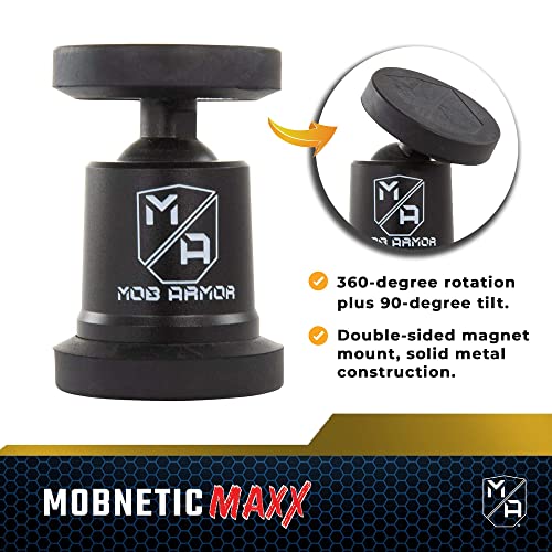 Mob Armor MobNetic Maxx - USA Assembled Magnetic Phone Holder for Car, Magnetic Car Phone Mount, 90-Degree Tilt, 360-Degree Rotation, Aluminum Metal, Compatible with iPhone & Android - Red - color: Red
