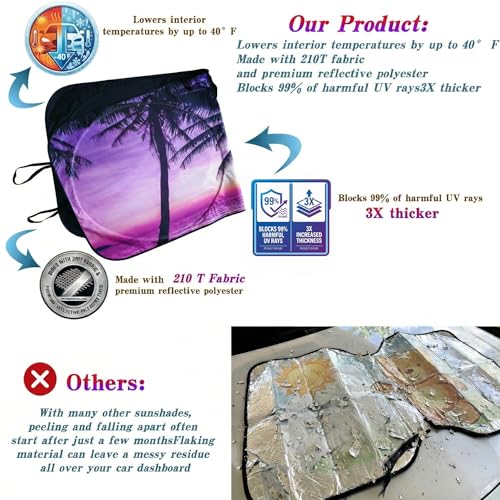 eygeufg Windshield Shade, Car Sun Shade for Front Windshield (Purple Sunset,Large - color: Purple Sunset, size: Medium