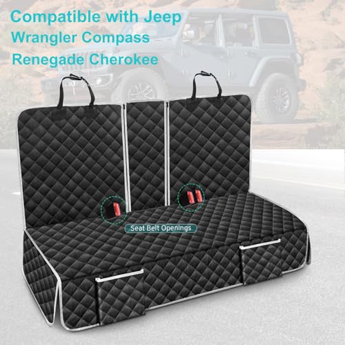 Dog Car Seat Cover Compatible with Jeep Wrangler Compass Renegade Cherokee Back Seat Accessories, Waterproof Pet Bench Backseat Covers with Non-Slip Backing - 2026 New