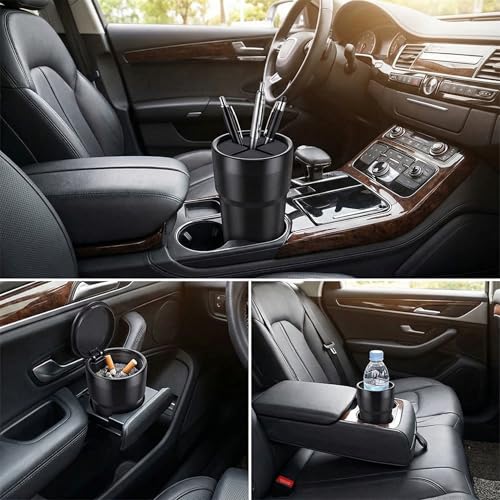 FIOTOK Car Trash Can with Lid, Mini Auto Garbage Can Leakproof Vehicle Trash Bin Fits Cup Holder in Console or Door for Automotive Car, Home, Office, Kitchen, Dinning Room 2 Packs