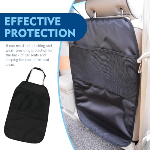 2PCS Kick Mat Back Seat Protector, Seat Back Kick Mat Organizer for Kids with 2 Pocket Storage Organizer, Waterproof Car Backseat Protective Covers for Car, SUV, Minivan or Truck (Black)