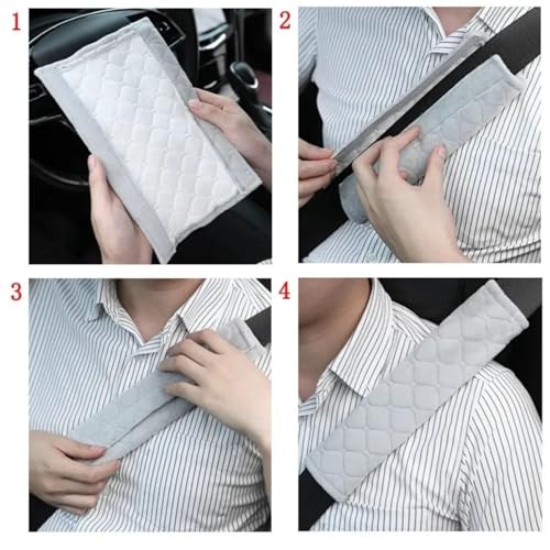 2 Pack Soft Car Seat Belt Shoulder Pads, Comfort Seatbelt Covers, Universal Fit for Cars, SUV, Backpack, Protect Neck and Shoulder from Rubbing (Grey)