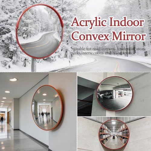 24" Acrylic Convex Mirror – Adjustable Wide Angle View Traffic Mirror for Enhanced Security Coverage in Rooms, Offices, Warehouses, Parking Lots, and Addressing Corner Blind Spot Areas.