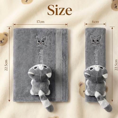 UNICOLD 2-Pack Ultra-Soft Short Plush Seatbelt Cover, Cute Animal Edition – Cloud-Like Shoulder Pad for a Comfy Ride for Adults & Kids (G-Kitten) - style: G-Kitten