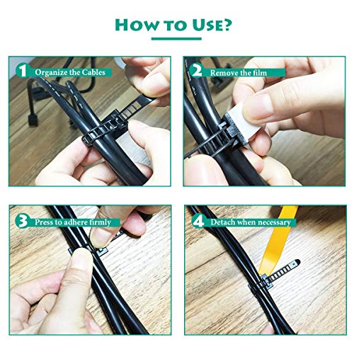 1000 Pieces Cable Management Desk Cord Organizer Cable Ties Wire Fasteners Clips - size: 1000 Pieces