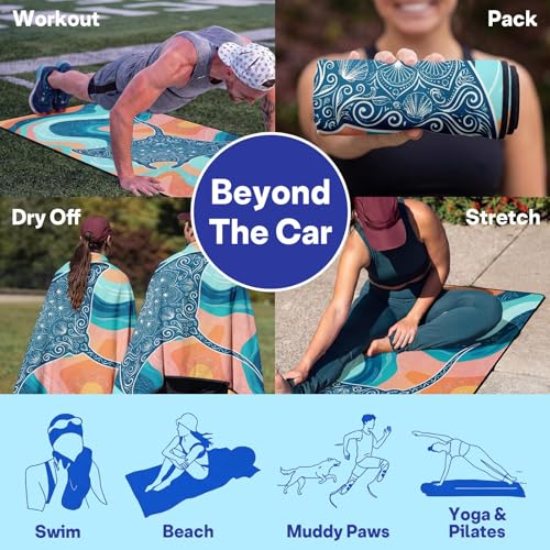 2 Pack Car Seat Towel Covers, Sweat-Proof Microfiber Seat Protectors for Gym, Running, Beach & Workout, Breathable Quick-Dry, Machine Washable, Pastel Manta Ray Print, Universal Fit - color: Pastel Manta Ray