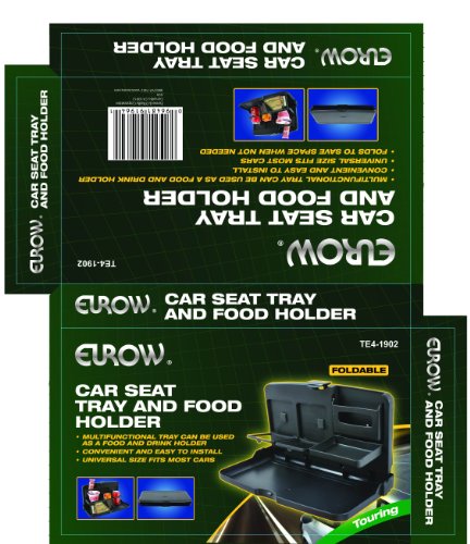 Eurow Car Backseat Travel Tray with Dual Cup Holders, Snack and Meal Storage, Phone Slot, Hooks, Easy-Clean Surface, Fits Most Vehicles, Installs in Seconds, Ideal for Kids and Road Trips - size: universal