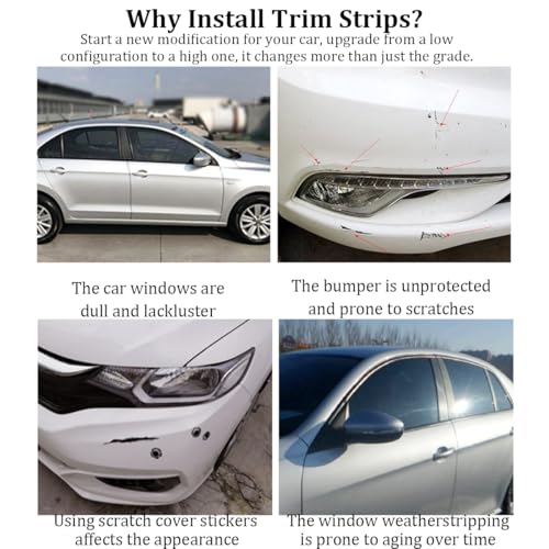 16FT Car Trim Strip, 8mm Scratch-Proof Self-Adhesive Vehicle Exterior and Interior Molding Trim, Automotive Body Side Decorative Strip, Universal for SUV Automobile Truck - size: 8mm