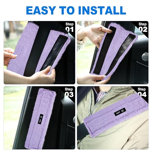 SPRING SEAON Fluffy Auto Seat Belt Cover Pad Soft Universal Car Seat Belt Covers Seat Beat Strap Pad for Shoulder Pad Neck Cushion Protector Car Accessories 2 PCS Purple - color: Purple