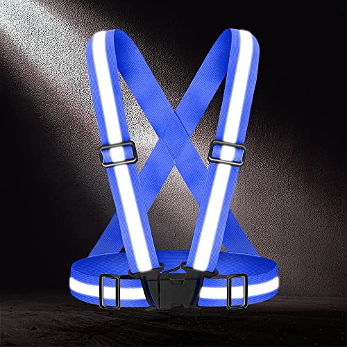 High Visibility Reflective Vest Safety Vest Running Reflective Gear Adjustable Reflective Vest for Walking,Jogging,Hiking,Night Cycling - color: Royal Blue