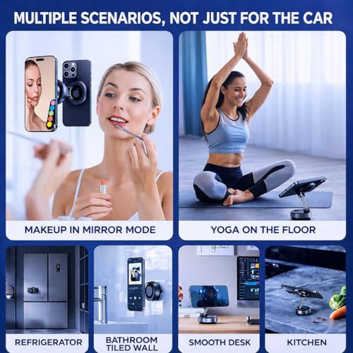 Magnetic Phone Car Mount with Suction Cup Base, 360° Rotation, Dashboard and Windshield Holder for iPhone and Android
