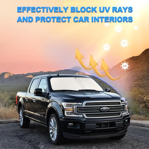 Front Windshield Sunshade fit for F150 2015-2020 UV Ray Reflector Foldable Car Shade Automotive Windshield Sunshades Ford F150 Accessories Windshield Sun Shade |Keeps Your Vehicle Cool| - size: Fit for F150 2015-2020