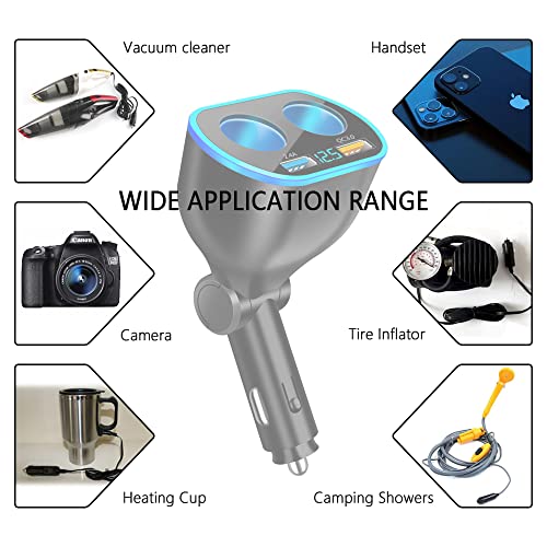 2026 New Upgrade 4 Port Cigarette Lighter Splitter,2.4A&QC3.0 Super Fast Car Charger with Dual Cigarette Lighter Plug with LED Voltmeter Compatible with Mobile Cell Phone Dash Cam GPS (QC+2.4A) - color: QC+2.4A